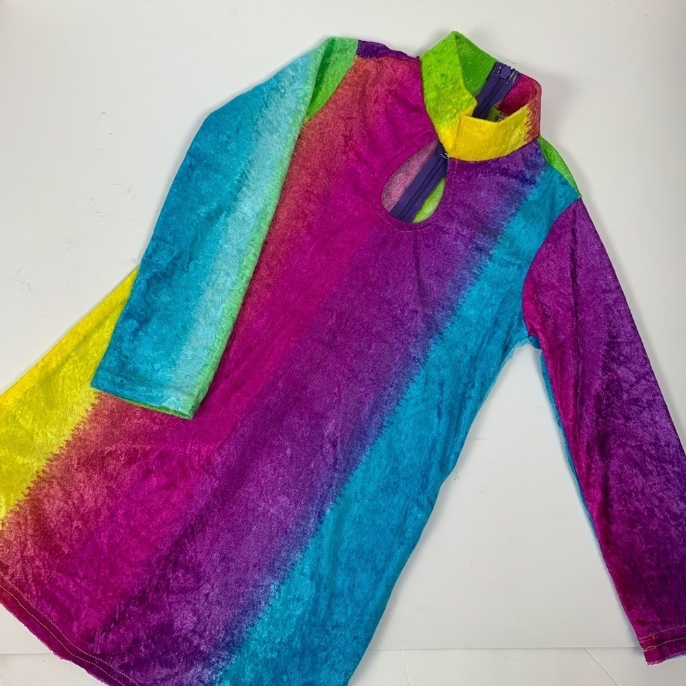 Charades Rainbow Keyhole Dress 1960 1970 Costume For Dress Up Size XS Fits 4-6 - Picture 7 of 7
